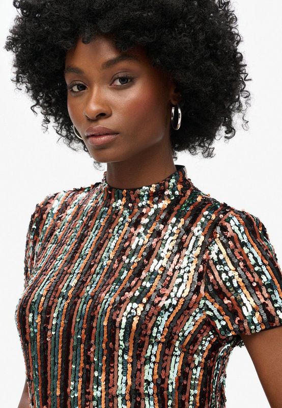 Superdry - W8011770A - T-shirt Mini-jurk - Goudkleurig - Polyester