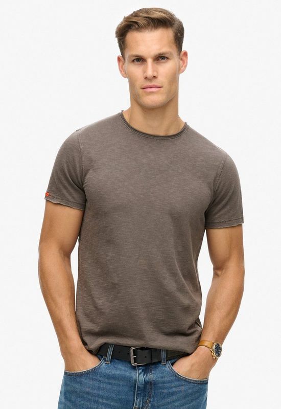 Superdry - T-shirt Raw Edge Slub - T-shirt - Dark Grey - 100% Katoen