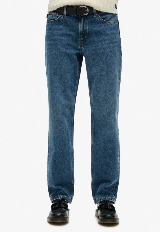 Jeans - Mid Rise Straight Leg - Blauw - Katoen - Vijf Buitenzakken