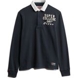 Superdry - Rugbyshirt - Blauw - Katoen - Relaxte Pasvorm