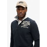 Superdry - Rugbyshirt - Blauw - Katoen - Relaxte Pasvorm
