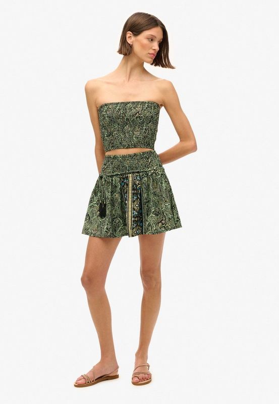 Superdry - St Tropez Paisley - Korte Rok - Met Gerimpelde Tailleband - Botanische Print