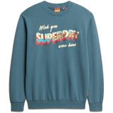 Superdry - Travel Postcard Graphic - Sweatshirt - Grijs - Geborstelde Stof, Crew Neck, Lange Mouwen