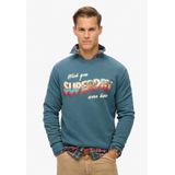 Superdry - Travel Postcard Graphic - Sweatshirt - Grijs - Geborstelde Stof, Crew Neck, Lange Mouwen