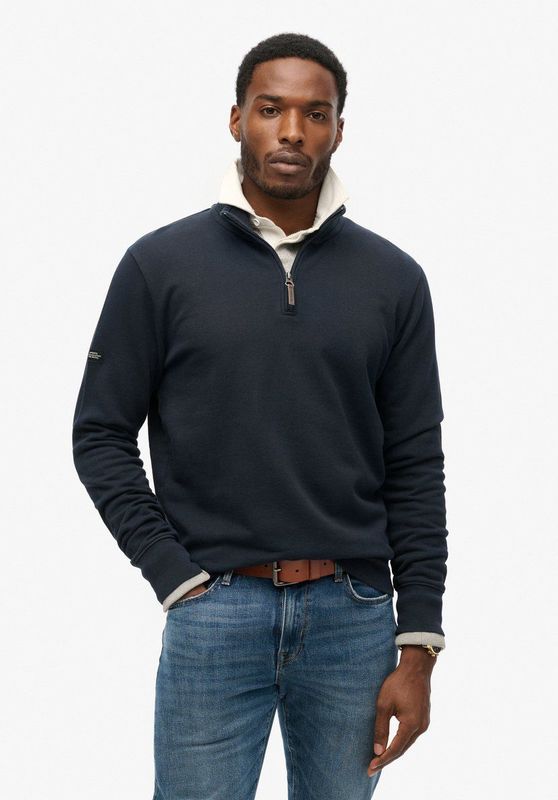 Superdry - Core Logo Henley Half Zip - Trui - Eclipse Navy