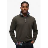 Superdry - Utility Logo Henley - Half Rits Trui - Washed Black