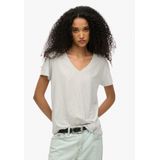 V-hals geborduurd logo gemêleerde T-shirt dames Superdry