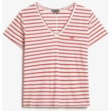 Superdry - Ruimvallend geborduurd T-shirt met V-hals - Dames - T-shirts