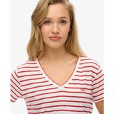 Superdry - Ruimvallend geborduurd T-shirt met V-hals - Dames - T-shirts