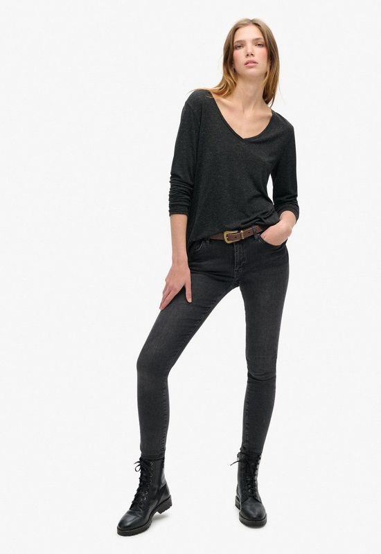 Superdry - Jersey Top - Dames - Slimfit - V-hals - Lange Mouwen