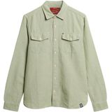 Superdry - Merchant - Overhemd - Groen - Katoen/Linnen - Lange Mouwen