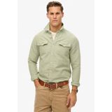 Superdry - Merchant - Overhemd - Groen - Katoen/Linnen - Lange Mouwen