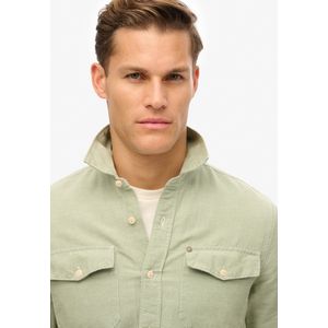 Superdry - Merchant - Overhemd - Groen - Katoen/Linnen - Lange Mouwen