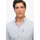 Superdry - Essentials Oxford Overhemd - Blauw - Biologisch Katoen