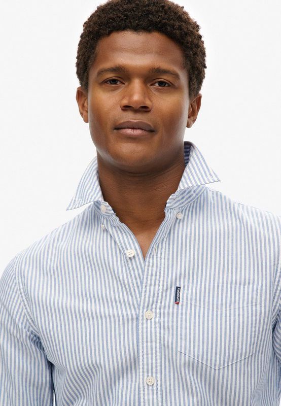 Superdry - Essentials Oxford Overhemd - Blauw - Biologisch Katoen