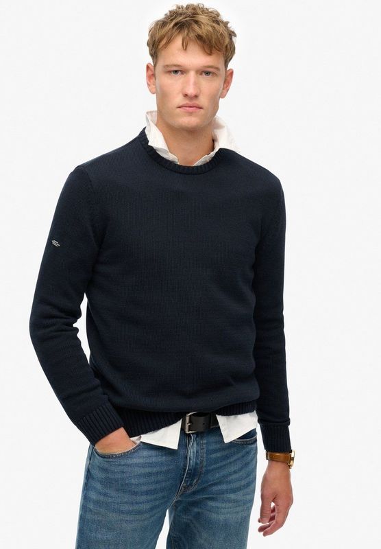 Superdry - Cotton Classics Knit Crew - Pullover - Grijs - 100% Katoen