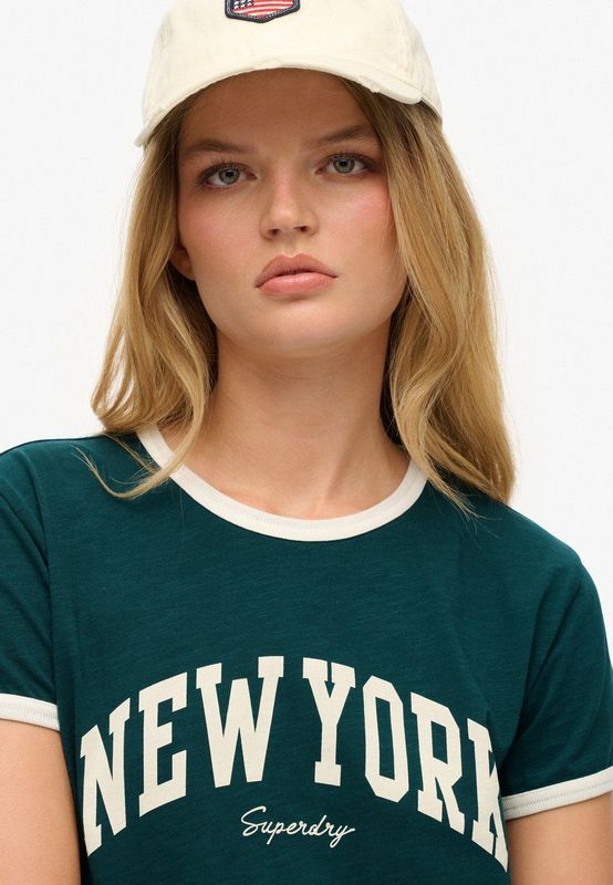 Superdry - Ath Ess Ringer Fitted T-shirt - Slim Fit - Korte Mouwen