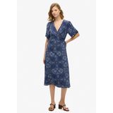 Superdry - Geprinte Wikkel Midi-jurk - Smalle Pasvorm - Diepe V-hals