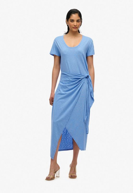 Superdry - W8011944A - Midi-jurk - Blauw - Katoen - Casual