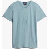 T-shirt - Katoen - Korte Mouwen - Henley Kraag - Zwart