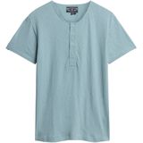 T-shirt - Katoen - Korte Mouwen - Henley Kraag - Zwart