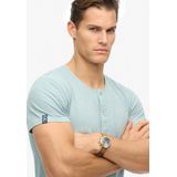 T-shirt - Katoen - Korte Mouwen - Henley Kraag - Zwart