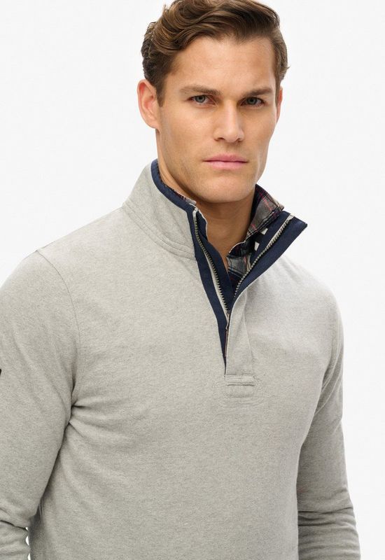 Superdry - Cotton Classics - Halve Trui - Grijs - Katoen