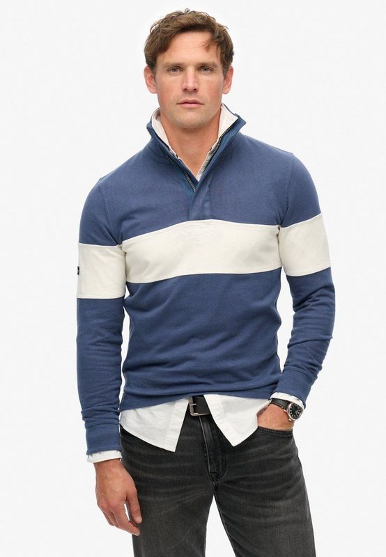 Classic Rugby Henley Top - Katoen - Lange Mouwen - Hoogte Kraag - Zwart