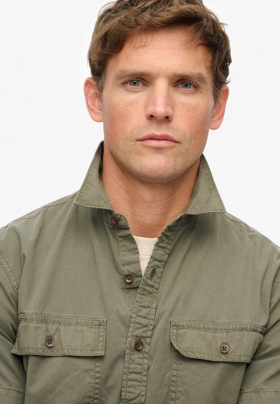 Superdry - M4010946A - Overhemd - Groen - Katoen - Korte Mouwen