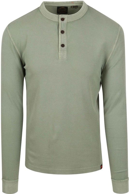 Superdry - Lightweight Textured Grandad Top - Katoen - Grijs