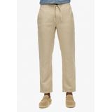 Superdry - Merchant Linen - Broek - Beige - Brede Pasvorm