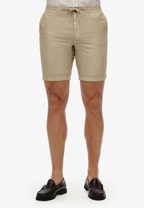 Superdry - Short - Zand - 42% Katoen, 58% Linnen, Elastische Tailleband