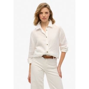 Superdry - Casual Linen - Overhemd - Blauw - 55% Linnen 45% Katoen