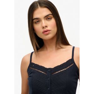 Superdry - Lace T-shirt - Mouwloos - Zwart - Katoen