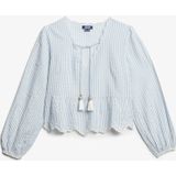 Superdry - Blouseshirt - Lichtblauw/Wit - Katoen - Gestreept