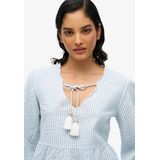 Superdry - Blouseshirt - Lichtblauw/Wit - Katoen - Gestreept