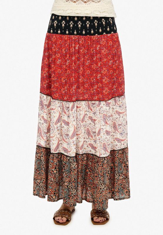Geprinte Maxi Rok - Multicolor - 100% Viscose