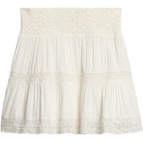 Superdry - Ibiza Lace Mix Mini Skirt - Zwart - Katoen - Elastische Tailleband