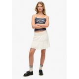 Superdry - Ibiza Lace Mix Mini Skirt - Zwart - Katoen - Elastische Tailleband