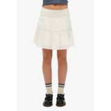 Superdry - Ibiza Lace Mix Mini Skirt - Zwart - Katoen - Elastische Tailleband