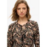 SUPERDRY - Bedrukte Halflange Jurk - Groen - Lange Mouwen - Viscose