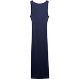 Superdry - W8011951A - Midi-jurk - Marineblauw - Katoen - Mouwloos