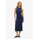 Superdry - W8011951A - Midi-jurk - Marineblauw - Katoen - Mouwloos