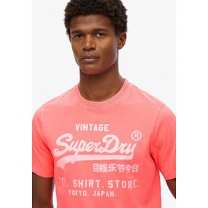 Superdry - M1012119A - T-shirt - Fluor Geel - Katoen - Korte Mouwen