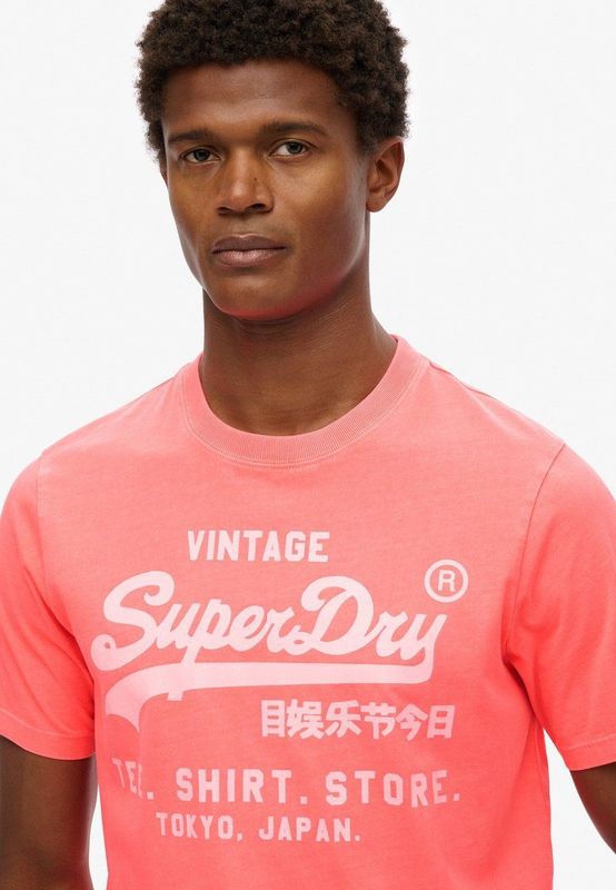 Superdry - M1012119A - T-shirt - Fluor Geel - Katoen - Korte Mouwen