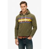 Superdry - Venue Logo Striped Hoodie - Groen - 55% Gerecycled Katoen, 45% Gerecycled Polyester