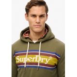 Superdry - Venue Logo Striped Hoodie - Groen - 55% Gerecycled Katoen, 45% Gerecycled Polyester