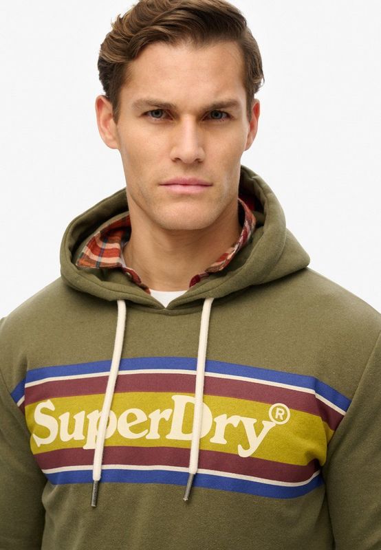 Superdry - Venue Logo Striped - Hoodie - Multi - Gerecycled Katoen/Polyester