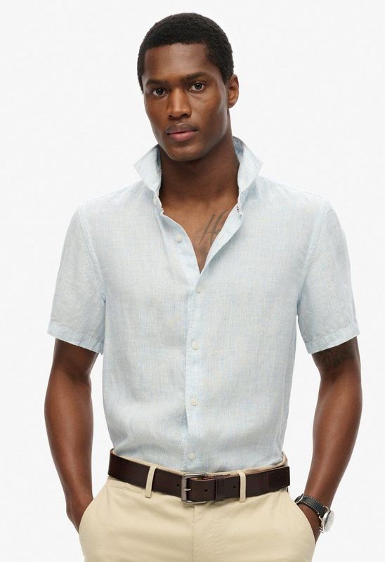 Superdry - Relaxed Fit Overhemd - Lichtblauw - 100% Linnen