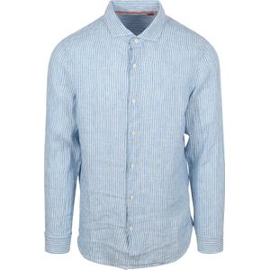 Superdry Shirt Linen Vacation Azure Blue Stripe - Größe XL